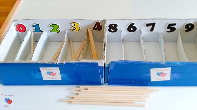 materiales montessori diy low cost caja de husos contadores